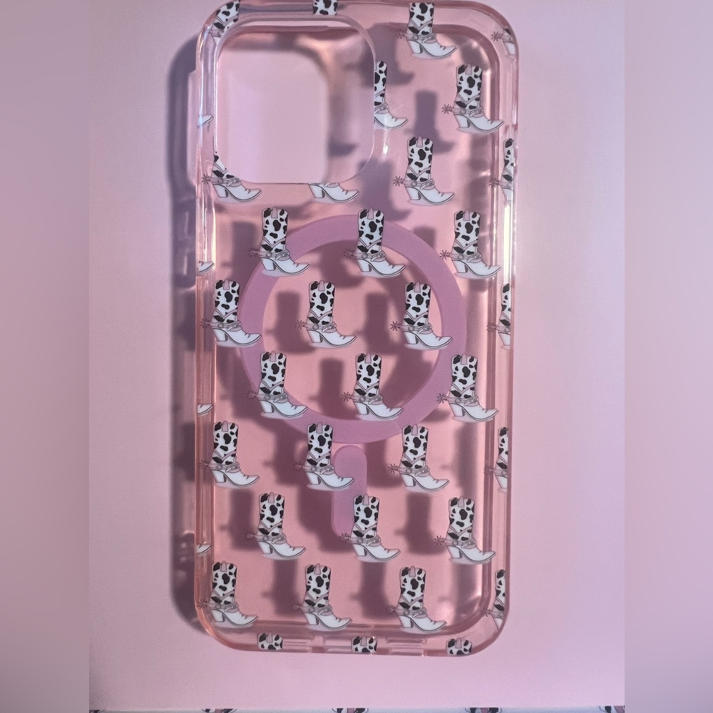 Cowgirl Western boots Pink Silicone iPhone 15 case